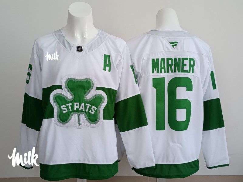 Men 2025 Toronto Maple Leafs #16 Marner White Green Fanatics Home Premium NHL Jersey style 3->toronto maple leafs->NHL Jersey